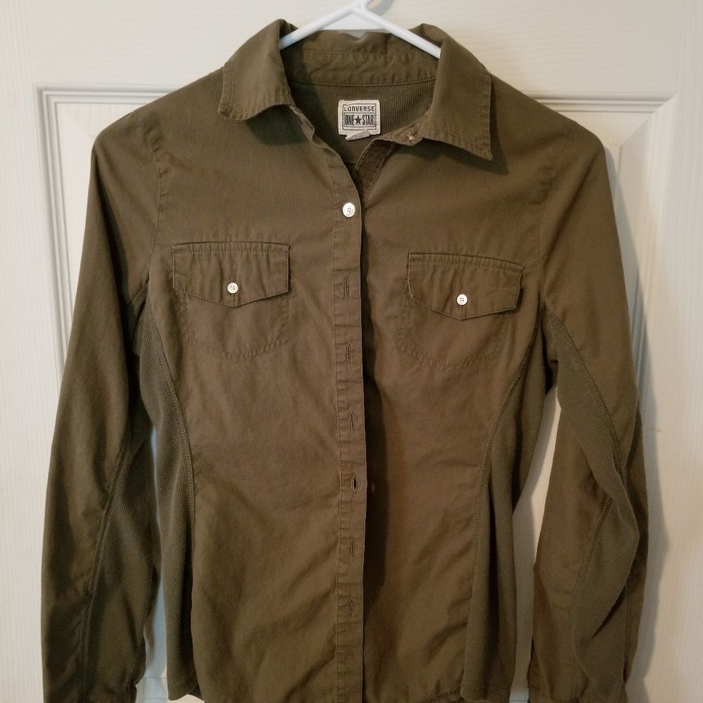 Converse Long Sleeve Shirt - Military Green - Size Small